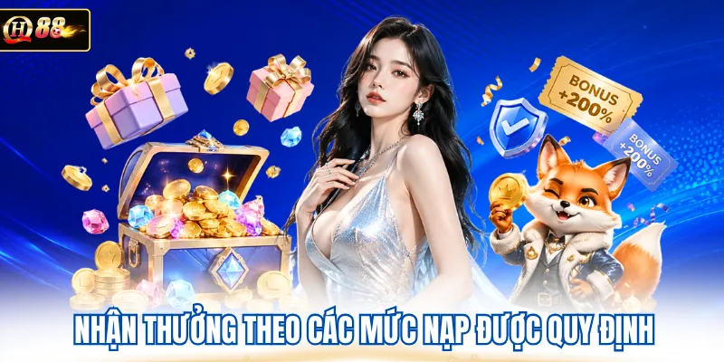 Nhận thưởng theo các mức nạp được quy định